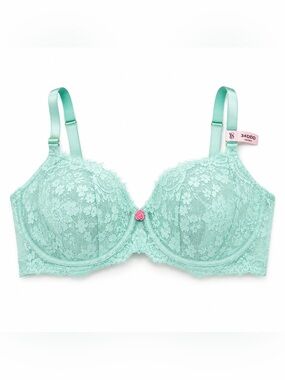 Victoria’s Secret Unlined Demi Bra size 34DDD New Mint Lace Floral Underwire
